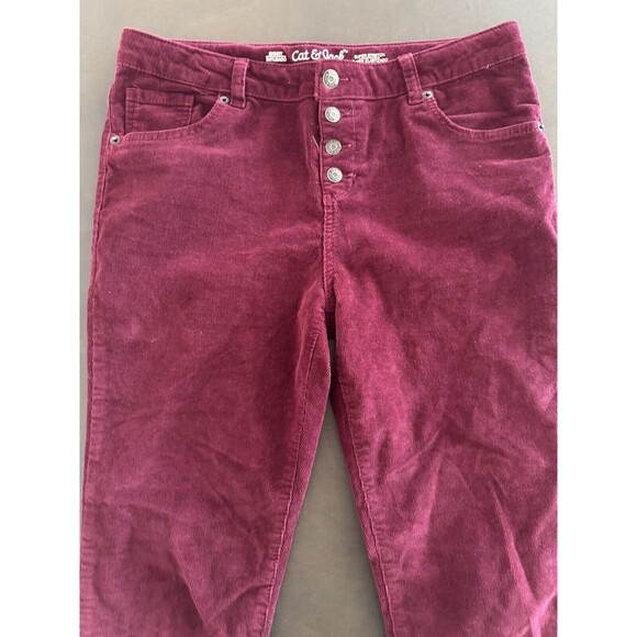 Cat & Jack Girls Skinny Corduroy Low-Rise Jeans Burgundy Sz 14plus XL soft cozy - Picture 5 of 11